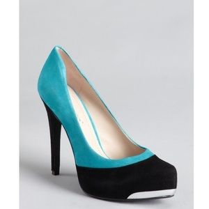 BCBGENERATION Teal & Black Suede Heels
